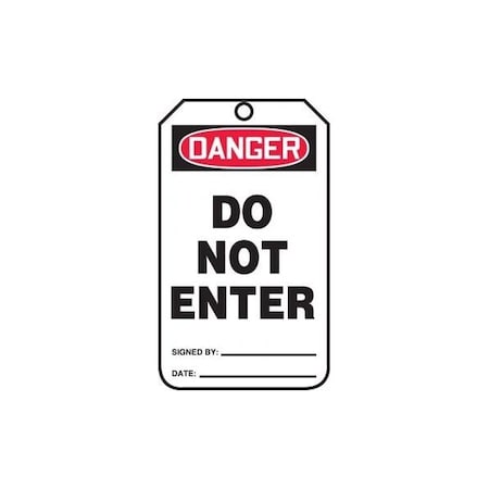 Accuform Safety Tags, DANGER DO NOT ENTER, 8.5inx 3.875in, RP-Plastic, 25PK MDT274PTP